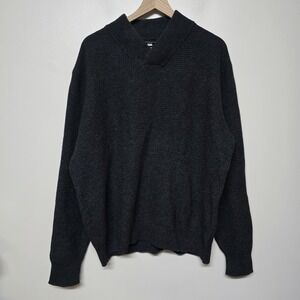 Schott Bros NYC Mens Gray 2XL Wool‎ Blend V Neck Long Sleeve Waffle Knit Sweater